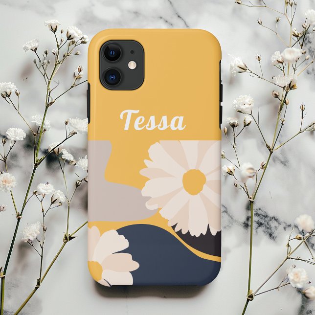 Capa Para iPhone 11 Floral Abstrato Moderno Amarelo Personalizado (Criador carregado)