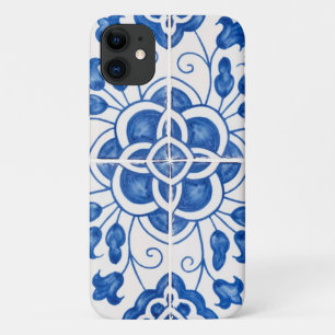 Capa Para iPhone 11 Floral Azul Azulejo-Mediterrâneo Português
