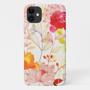 Capa Para iPhone 11 Floral Blush Sun Dourado Cor-de-Água Rosa-Rosa