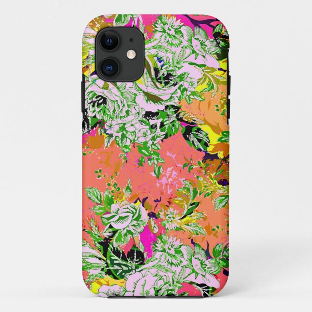 Capa Para iPhone 11 Floral botânico vintage (Verso)