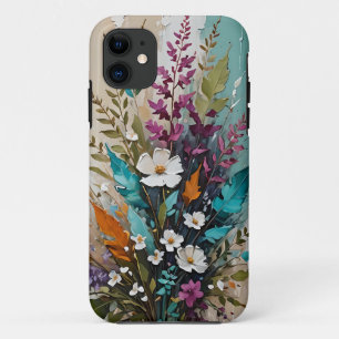 Capa Para iPhone 11 Floral Colorido no bege azul lacrimogêneo