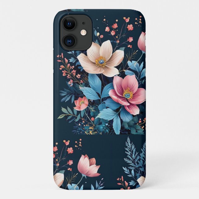 Capa Para iPhone 11 Floral de aquarela (Verso)