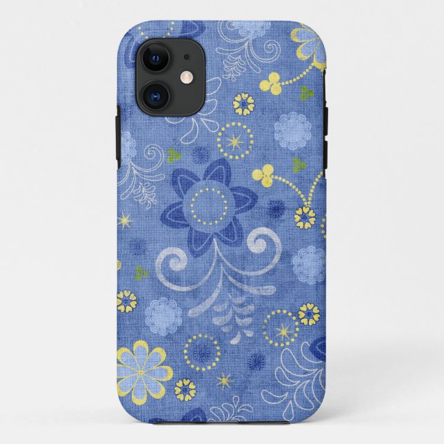 Capa Para iPhone 11 Floral Denim (Verso)