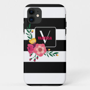 Capa Para iPhone 11 Floral - Preto e Branco