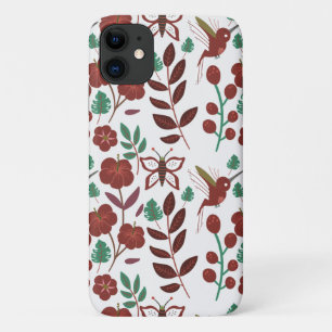 Capa Para iPhone 11 Floral seamless pattern birds and butterflies