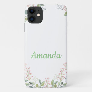 Capa Para iPhone 11 Floral suave com folhas e flores pequenas
