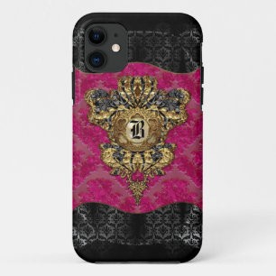 Capa Para iPhone 11 Florendyne Elegant Damask Monograma