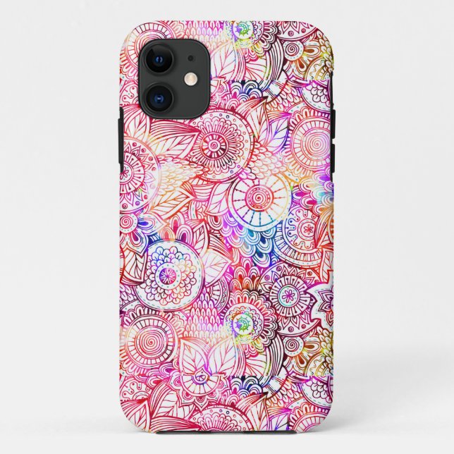 Capa Para iPhone 11 Flores abstratas coloridas adoráveis (Verso)