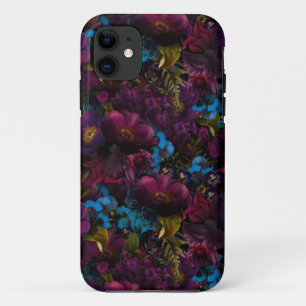 Capa Para iPhone 11 Flores Antigas Púrpura Escura