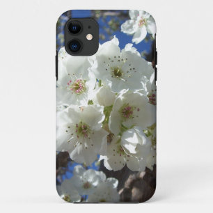 Capa Para iPhone 11 Flores brancas mim árvore de pera decorativa