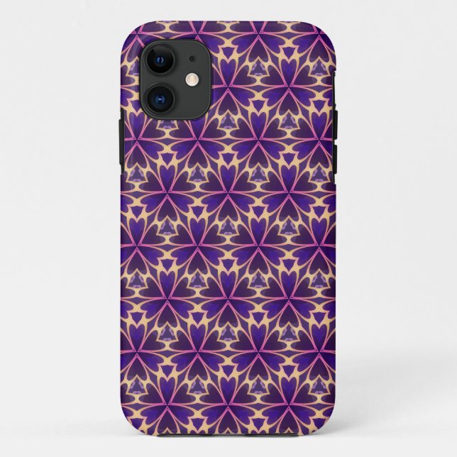 Capa Para iPhone 11 Flores Cor-de-Rosa Douradas Abstratas (Verso)