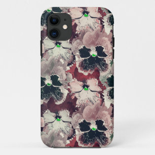 Capa Para iPhone 11 Flores de aguarela rosa, borgonha