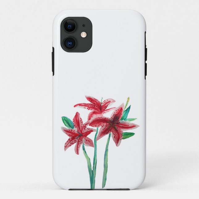 Capa Para iPhone 11 Flores de aquarela (Verso)