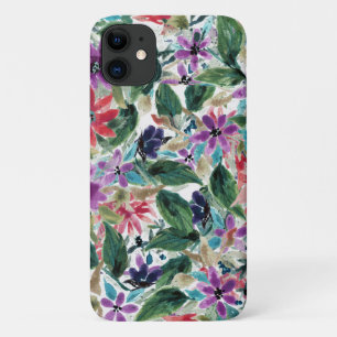 Capa Para iPhone 11 Flores de Aquarela Flores Roxas Pintadas À Mão