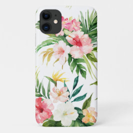 Capa Para iPhone 11 Flores de Aquarela Tropicais