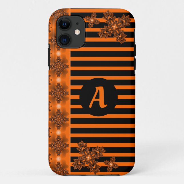 Capa Para iPhone 11 Flores de Artdeco em Estilo Retroativo com monogra (Verso)