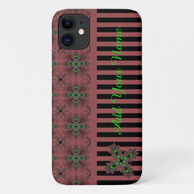 Capa Para iPhone 11 Flores de Artdeco no Estilo Retroativo, Adicione S (Verso)
