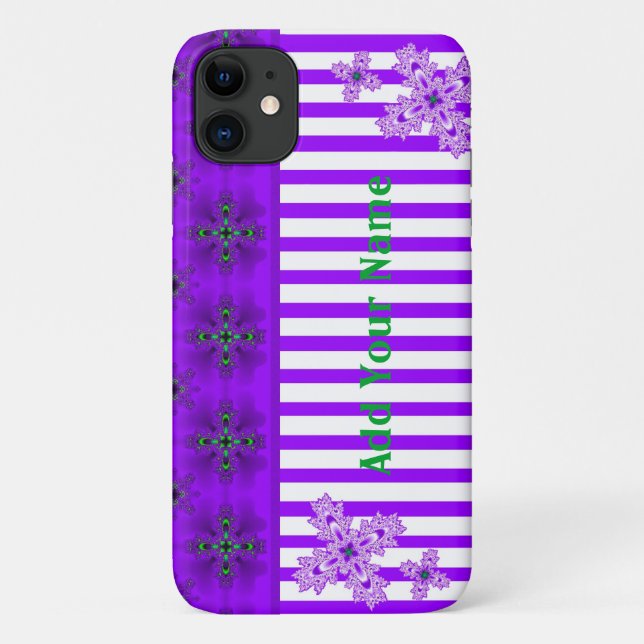 Capa Para iPhone 11 Flores de Artdeco no Estilo Retroativo, Adicione S (Verso)