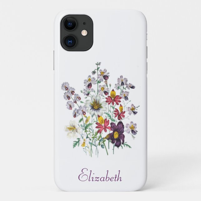 Capa Para iPhone 11 Flores de Borla Personalizadas/Flores de Trombeta  (Verso)