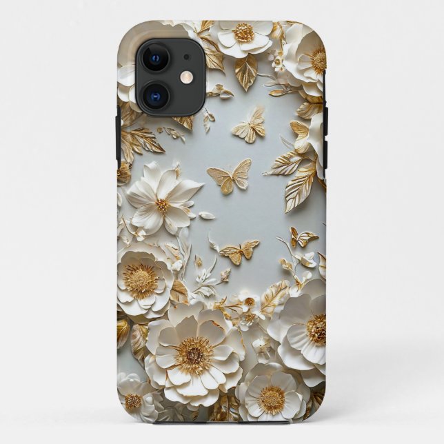 Capa Para iPhone 11 Flores de papel artístico (Verso)
