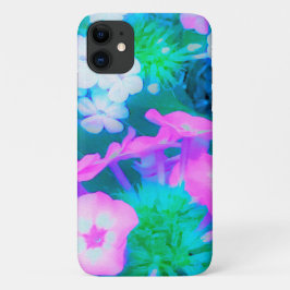 Capa Para iPhone 11 Flores de Phlox do Jardim Cor-de-Rosa, Verde, Azul