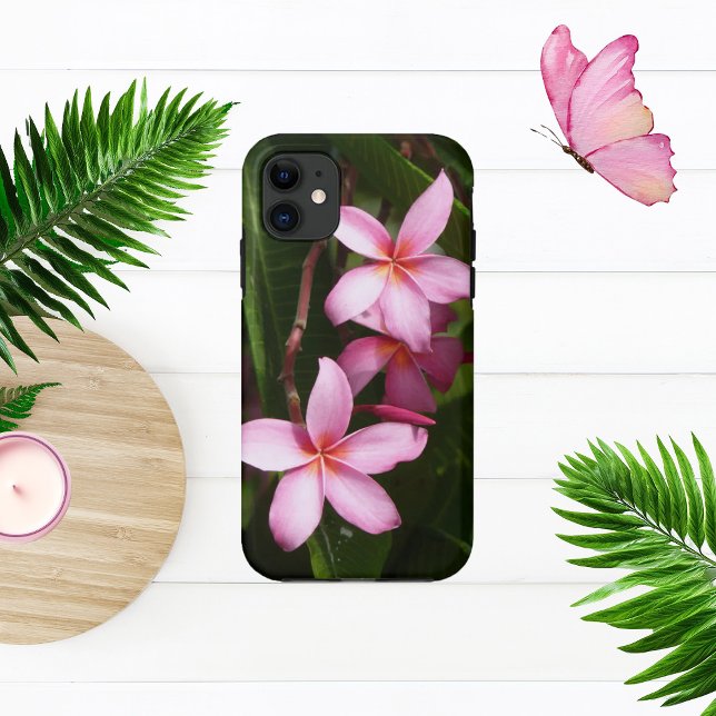 Capa Para iPhone 11 Flores de Plumeria Rosa (Criador carregado)