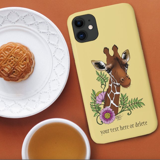 Capa Para iPhone 11 Flores de Retratos Amarelos Giraffe (Criador carregado)