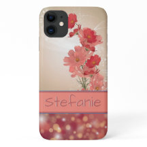 Flores de Salmão Maciço e Marrom Sonhador (brokeh)