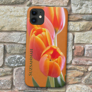 Capa Para iPhone 11 Flores de Tulip Laranja Personalizadas Adicionar S
