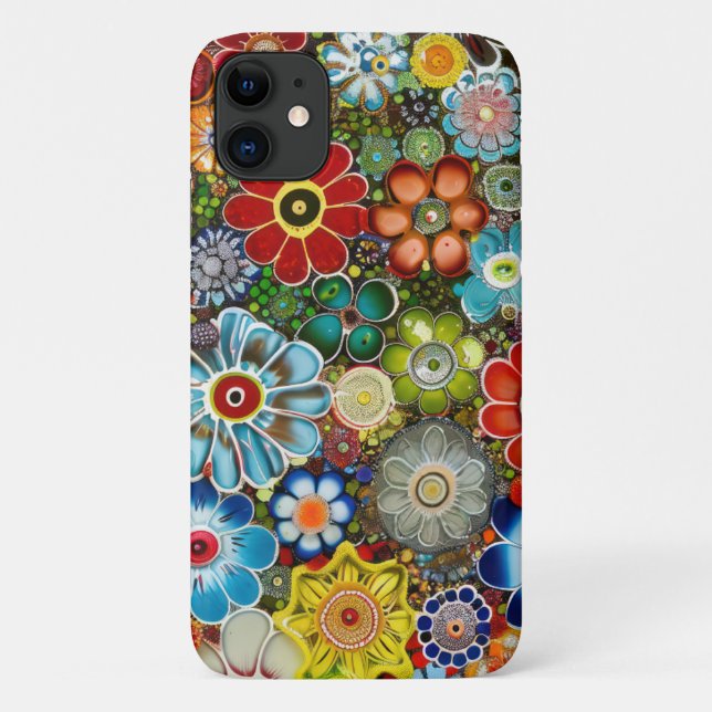 Capa Para iPhone 11 Flores De Vidro Italianas Millefiori (Verso)