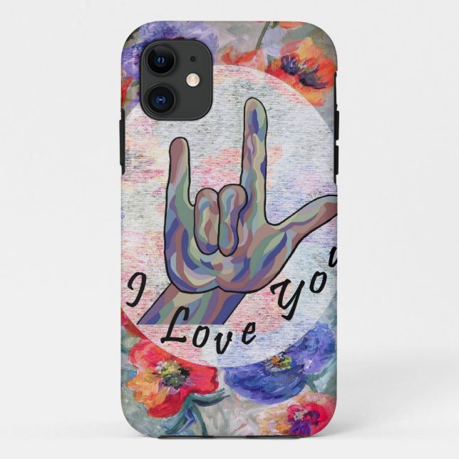 Capa Para iPhone 11 Flores do ASL e eu te amo (Verso)