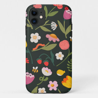 Capa Para iPhone 11 Flores e animais. Design de capa de iPhone