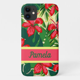 Capa Para iPhone 11 Flores e folhas tropicais
