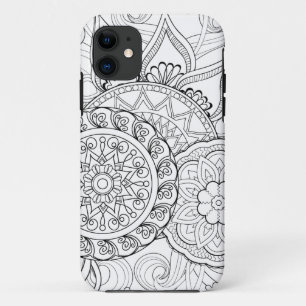 Capa Para iPhone 11 Flores e mandalas do Doodle