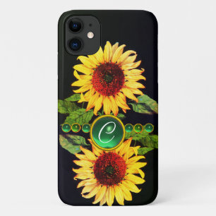 CAPA PARA iPhone 11 FLORES, GEMSTONAS VERDE EMERALD MONOGRAMA FLORAL
