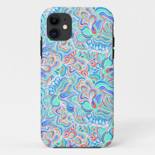 Capa Para iPhone 11 Flores giratórias vintage coloridas fofas