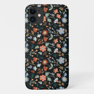 Capa Para iPhone 11 Flores Modernas Deixam Azul Laranja Negro