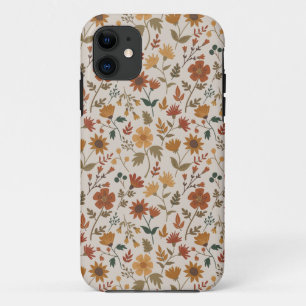 Capa Para iPhone 11 Flores Modernas Deixam Dourada Rust Girly Impress