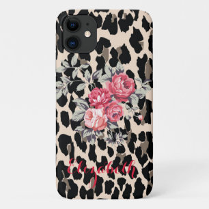 Capa Para iPhone 11 Flores Modernas Em Estampa De Leopardo