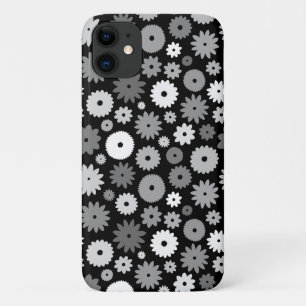 Capa Para iPhone 11 Flores Monocromáticas Padrão de Repetição