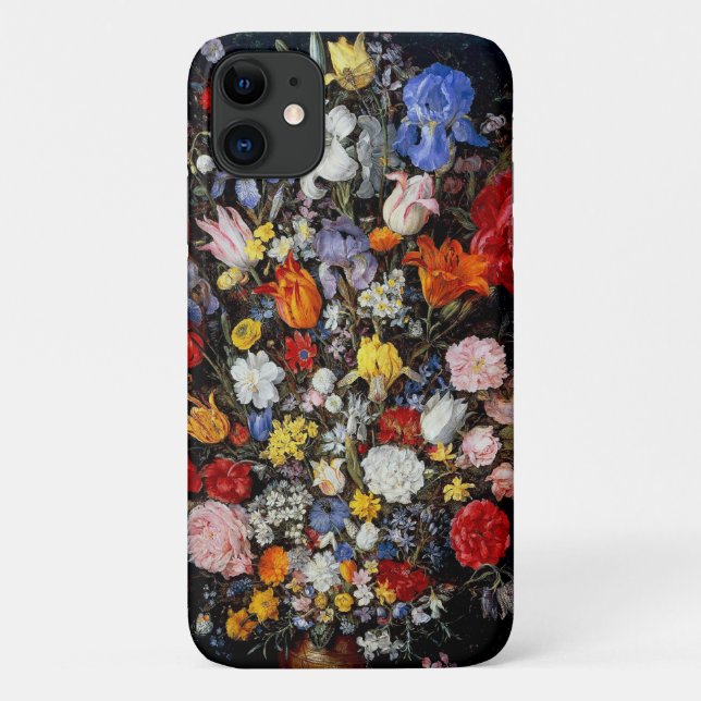Capa Para iPhone 11 Flores no Navio de Madeira, Jan Brueghel, o Velho (Verso)