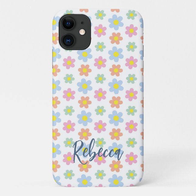 Capa Para iPhone 11 Flores pastel, cinzentas e cinzentas, design (Verso)