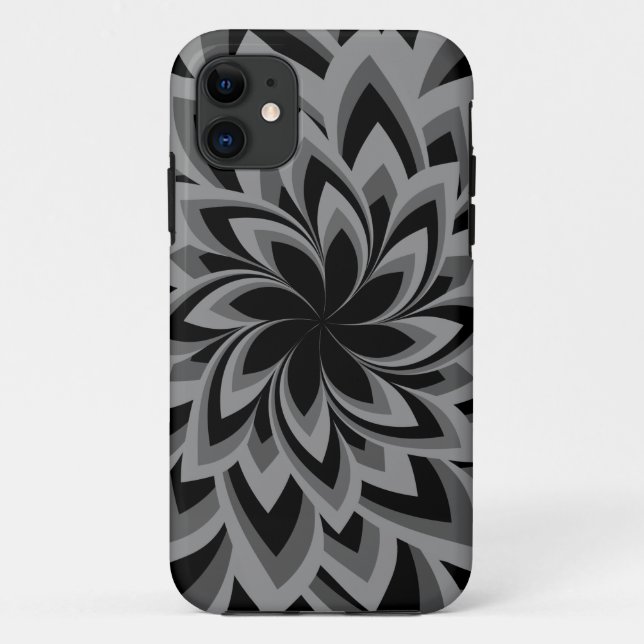 CAPA PARA iPhone 11 FLÔRES REMOINHO PRETO E BRANCO   (Verso)