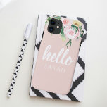 Capa Para iPhone 11 Flores Rosa Moderno Pastel Alô E Você Chama<br><div class="desc">Flores Rosa Moderno Pastel Alô E Você Chama</div>