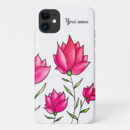 Capa Para iPhone 11 Flores Rosa Nome Floral Elegante