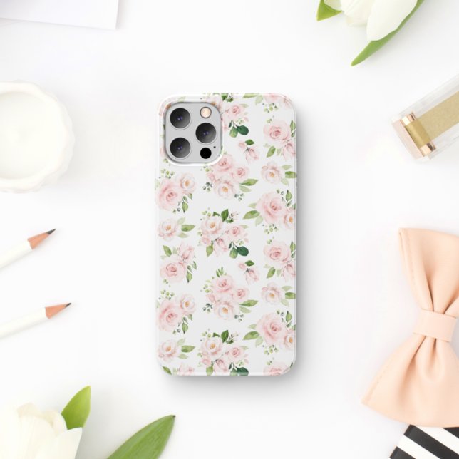 Capa Para iPhone 11 Flores Rosa, Rosas Rosa, Flores De Aquarelas (Criador carregado)