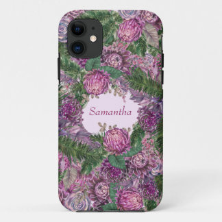 Capa Para iPhone 11 Flores Roxas com Nome