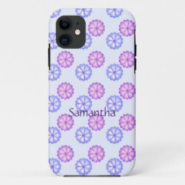 Capa Para iPhone 11 Flores Roxas E Azuis
