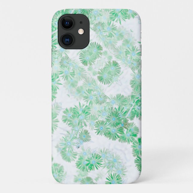 Capa Para iPhone 11 Flores Selvagens de Turquesa Pálida Pastel iPhone  (Verso)