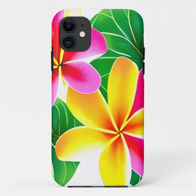 Capa Para iPhone 11 Flores Tropicais De Plumeria (Verso)